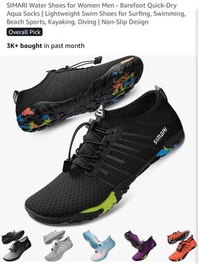 Men's or Women’s Black Quick-Dry Water Shoes with Bungee Lacing